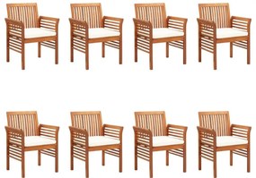 Καρέκλες Τραπεζαρίας Κήπου 8 τεμ. από Μασίφ Ακακία με Μαξιλάρια - Καφέ