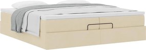 vidaXL Οθωμανικό Κρεβάτι με Στρώματα Κρέμα 200x200cm Ύφασμα