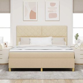 vidaXL LED Κρεβάτι με βάθρο με κεφαλάρι Κρεμ 180 x 200 cm ύφασμα