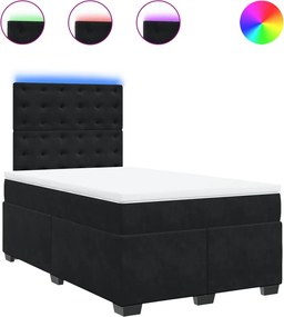 vidaXL Κρεβάτι Boxspring με Στρώμα Μαύρο 120 x 200 εκ. Βελούδινο