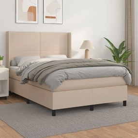 vidaXL Κρεβάτι Boxspring με Στρώμα Καπουτσίνο 140x190εκ.από Συνθ.Δέρμα