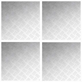 vidaXL Επιφάνειες Καρό 4 pcs Ασημί 50 x 50 cm Αλουμίνιο
