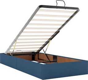 vidaXL Κρεβάτι Ottoman με Στρώμα και LED Μπλε 200 x 200 cm Ύφασμα