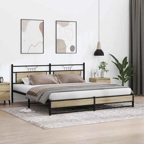 vidaXL Σκελετός Κρεβ. Χωρίς Στρώμα Sonoma Δρυς 193x201 εκ. Μεταλλικό