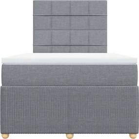 vidaXL Κρεβάτι Boxspring με Στρώμα Ανοιχτό Γκρι 120x200 εκ. Υφασμάτινο