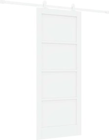 vidaXL Συρόμενη Πόρτα Λευκό 83 x 202 εκ. Μασίφ Ξύλο Πεύκου