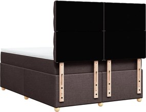 vidaXL Κρεβάτι Boxspring με Στρώμα Σκούρο Καφέ 140x190 εκ. Υφασμάτινο
