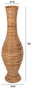 Διακοσμητικό Βάζο Δαπέδου Rattan σε Φυσικό Φ30x100 Υ Εκ.