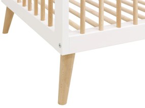 Βρεφικό Κρεβάτι Jort 70x140cm από μασίφ Οξιά White + Natural  ToiToiKids