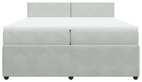 vidaXL Κρεβάτι Boxspring με Στρώμα Ανοιχτό Γκρι 200x200 εκ. Βελούδινο