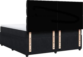 vidaXL Κρεβάτι Boxspring με Στρώμα Μαύρο 200x200 εκ. Βελούδινο