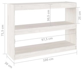 ΒΙΒΛΙΟΘΗΚΗ/ΔΙΑΧΩΡΙΣΤΙΚΟ ΧΩΡΟΥ ΛΕΥΚΟ 100X30X71,5 ΕΚ. ΞΥΛΟ ΠΕΥΚΟΥ 808209