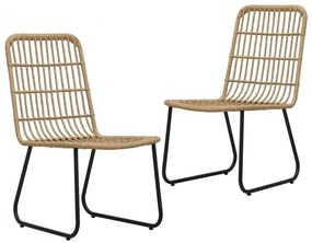Καρέκλες Κήπου 2 τεμ. Χρώμα Δρυός από Συνθετικό Ρατάν - Καφέ