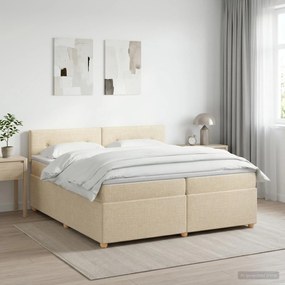 vidaXL Κρεβάτι box spring με στρώμα Κρεμ 200 x 200 cm Ύφασμα