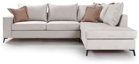 Γωνιακός καναπές αριστερή γωνία Romantic pakoworld ύφασμα cream-mocha 290x235x95εκ - Ύφασμα - 168-000029