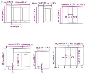 11 τεμαχίων σετ ντουλαπιών κουζίνας Artisan Oak Engineered Wood - Καφέ