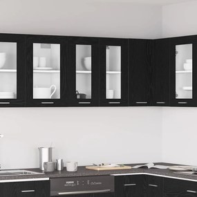 vidaXL Κρεμαστό Γυάλινο Ντουλάπι σε Μαύρη Δρυς - 60x31x60 εκ.