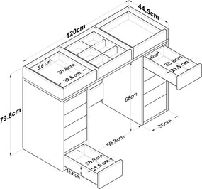 Τουαλέτα Μακιγιάζ Λευκό BROPRA 120x44.5x79.8