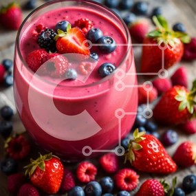 Intra Συλλεκτικό Ξύλινο Παζλ Plywood  4mm - Νόστιμο ροζ Smoothie με φρέσκα μούρα και φρούτα Σε Ξύλινο Κουτί - Διαστάσεις: 10x10 cm – 25 κομμάτια
