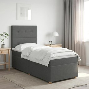 vidaXL Κρεβάτι box spring με στρώμα Σκούρο Γκρι 80 x 200 cm Ύφασμα