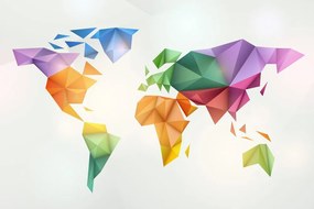 Εικόνα στον παγκόσμιο χάρτη χρώματος φελλού σε στυλ origami - 90x60  color mix