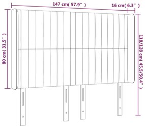 vidaXL Κεφαλάρι Κρεβατιού LED Ανοιχτό Γκρι 147x16x118/128εκ. Βελούδινο