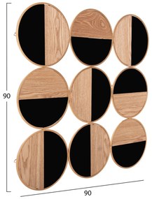 Διακοσμητικό Τοίχου Μέταλλο Σε Χρυσό-MDF Σε Φυσικό-Μαύρο 90x90 Εκ.