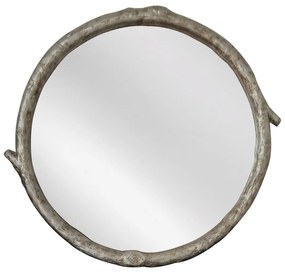 Artekko Dia Ασημί Ξύλινος Στρογγυλός Καθρέπτης Τοίχου (88x4x80)cm Artekko 661-2021-SILVER