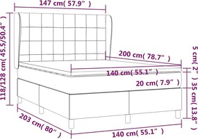 vidaXL Κρεβάτι Boxspring με Στρώμα Μαύρο 140x200 εκ. Υφασμάτινο