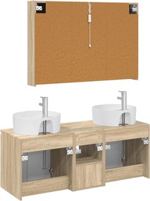 vidaXL Σετ Ντουλαπιών Μπάνιου 4 pcs Sonoma Δρυς Επεξεργασμένο Ξύλο