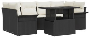 vidaXL Σετ 7 τεμαχίων Καναπέ Κήπου με Μαξιλάρια Μαύρο Πολυ Ρατάν