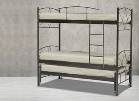 Άνδρος Μεταλλική Κουκέτα με Συρόμενο Κρεβάτι Για 2 Στρώματα Μονά 90x200εκ και 1 Στρώμα Μονό 90x190εκ