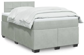 Κρεβάτι Boxspring με Στρώμα Ανοιχτό Γκρι 120x200 εκ. Βελούδινο - Γκρι