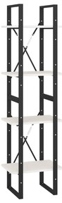 vidaXL Βιβλιοθήκη με 4 Ράφια Λευκή 40x30x140 εκ. από Μασίφ Ξύλο Πεύκου