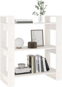 vidaXL Βιβλιοθήκη/Διαχωριστικό Χώρου Λευκό 80x35x91 εκ. Μασίφ Πεύκο