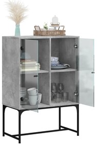 vidaXL Βοηθητικό Ντουλάπι Γκρι Σκυροδ. 69x37x100 εκ. Γυάλινες Πόρτες
