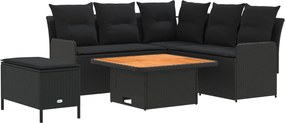 vidaXL Σύνολα επίπλων με μαξιλάρι 5 pcs Μαύρο Ράτα PE