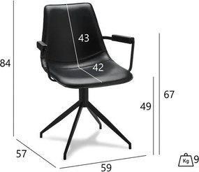 Isabel Dining Chair with Armrests Black