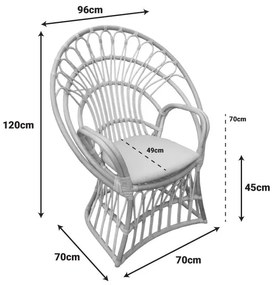 Πολυθρόνα Boloni Inart με μπεζ μαξιλάρι-φυσικό rattan 100x67x120εκ 96x70x120 εκ.