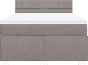 vidaXL Κρεβάτι Boxspring με Στρώμα Taupe 140x190 εκ. Υφασμάτινο