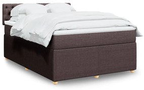 vidaXL Κρεβάτι Boxspring με Στρώμα Σκούρο Καφέ 140x200 εκ Υφασμάτινο