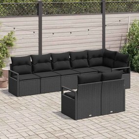 vidaXL Σετ Καναπέ 8 pcs Μαύρο συνθετικό ρατάν