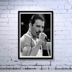 Πόστερ &amp; Κάδρο Freddie Mercury PRT020 40x50cm Μαύρο Ξύλινο Κάδρο (με πόστερ)