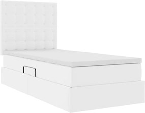 vidaXL Κρεβάτι Αποθήκης Καθαρό Λευκό 90 x 200 cm Τεχνητό Δέρμα