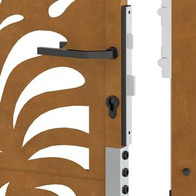 Πύλη κήπου 105x130 cm από χάλυβα με κυματοειδές σχέδιο - Καφέ