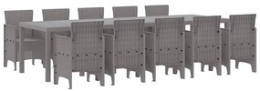 vidaXL Σέτ φαγητού για κήπο 11 pcs Ανοιχτό γκρι Πολυπροπυλένιο