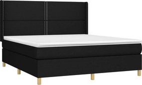 vidaXL Κρεβάτι Boxspring με Στρώμα Μαύρο 180x200 εκ. Υφασμάτινο