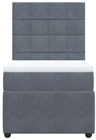 vidaXL Κρεβάτι Boxspring με Στρώμα Σκούρο Γκρι 90x190 εκ. Βελούδινο