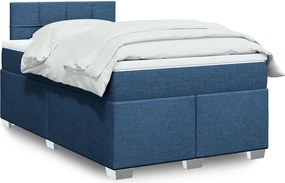 vidaXL Κρεβάτι Boxspring με Στρώμα Μπλε 120x190 εκ. Υφασμάτινο