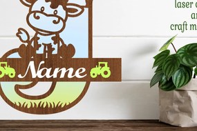 Σετ των 2 Intra απο ξύλο plywood 3mm-4mm πάχος - Μονόγραμμα κεφαλαίου αγελάδας Γράμμα J Cut Δίασταση 30x20 cm INTRAFABR-74483712